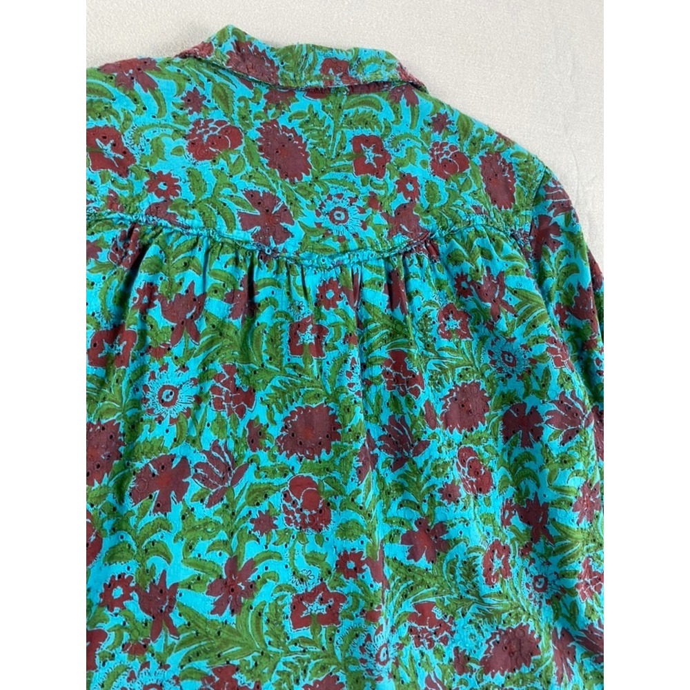 Sundance Shirt Sz M Floral Eyelet Boho Relaxed Pleated Western Boho Cowgirl - Picture 11 of 14